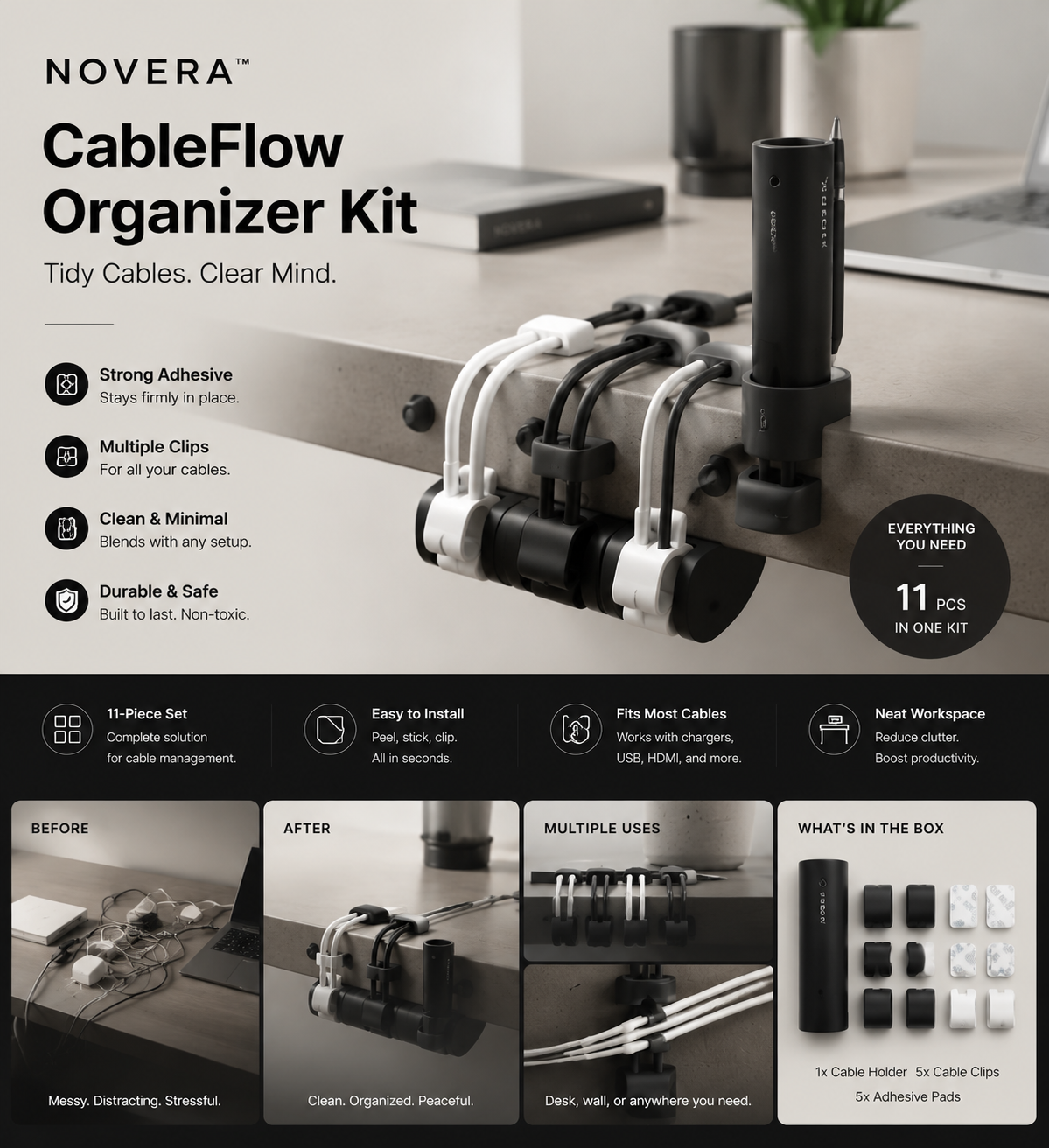 NOVERA™ CableFlow Organizer Kit